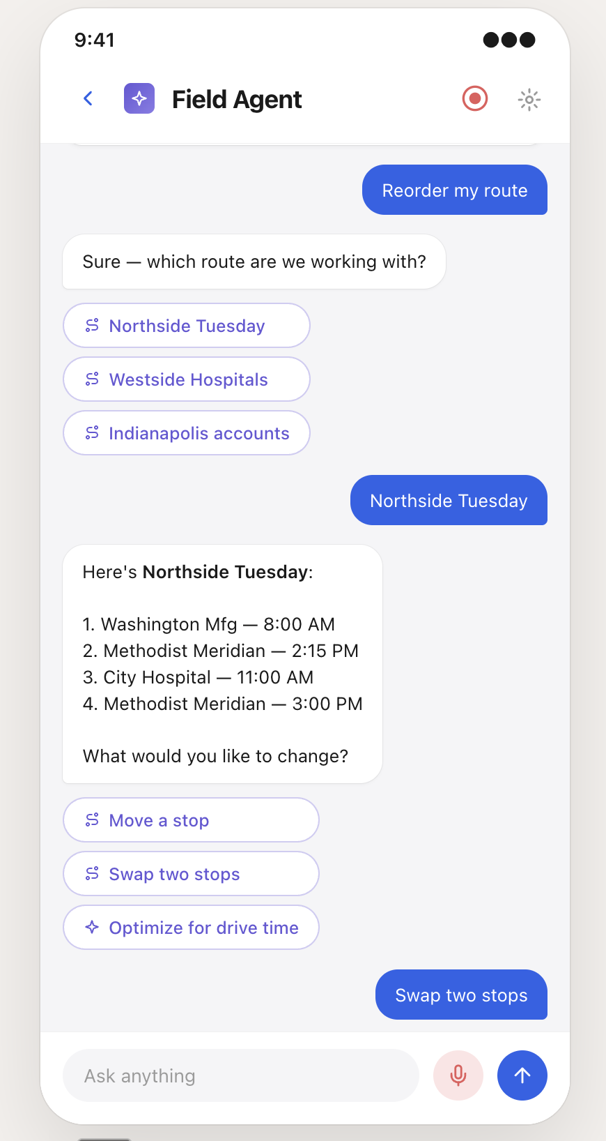 AI route reordering