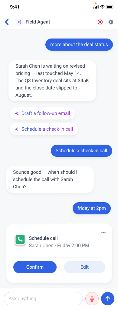 AI scheduling a follow-up call with account contact