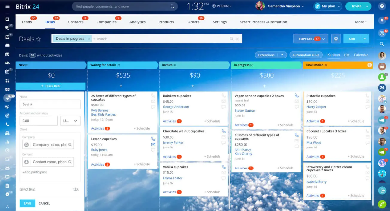 Bitrix24 sales CRM interface