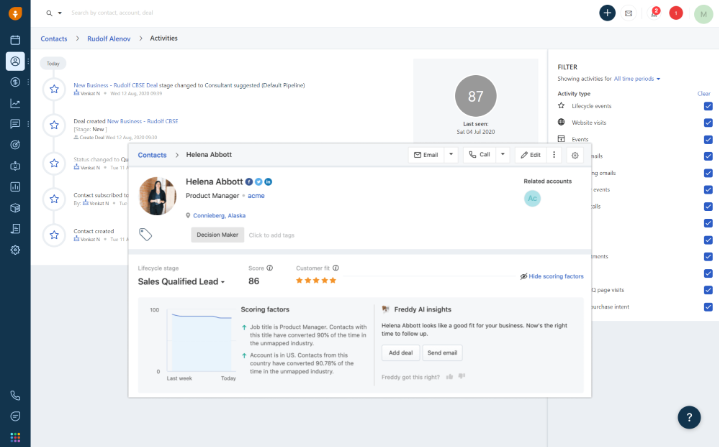 Freshworks sales CRM interface