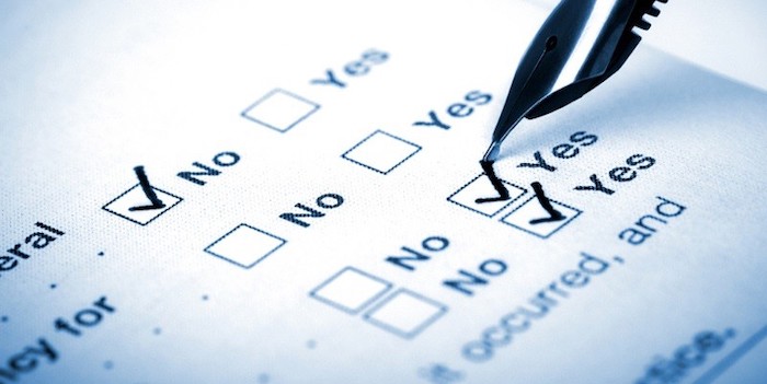 Check boxes representing the Delphi method questionnaire process