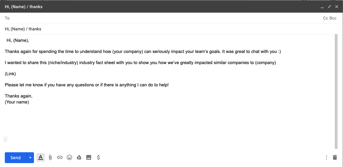 Industry fact sheet email template
