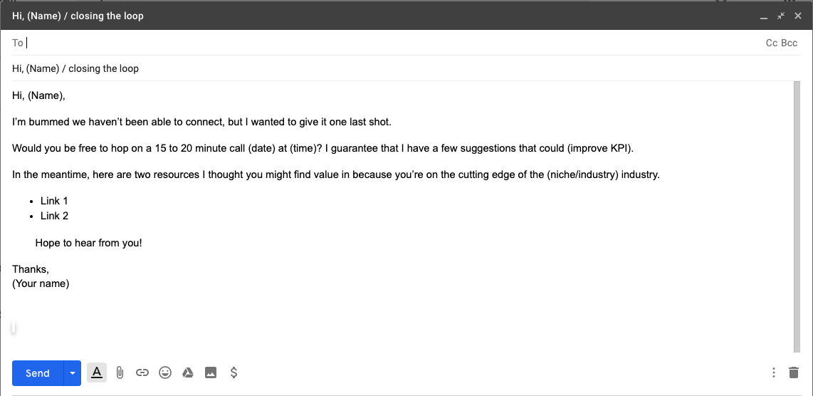 Last outreach email template