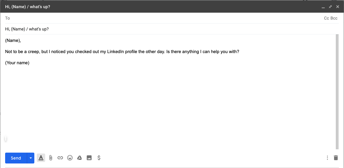 LinkedIn profile view email template