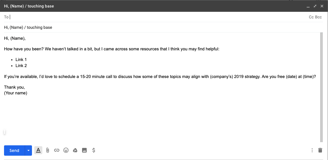 Prospect going cold email template