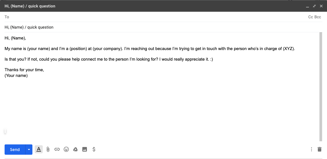 Right contact email template