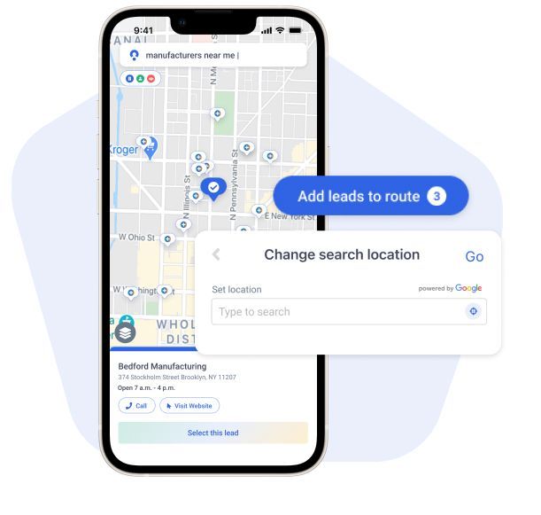 Map My Customers Lead Finder for discovering prospects near your route