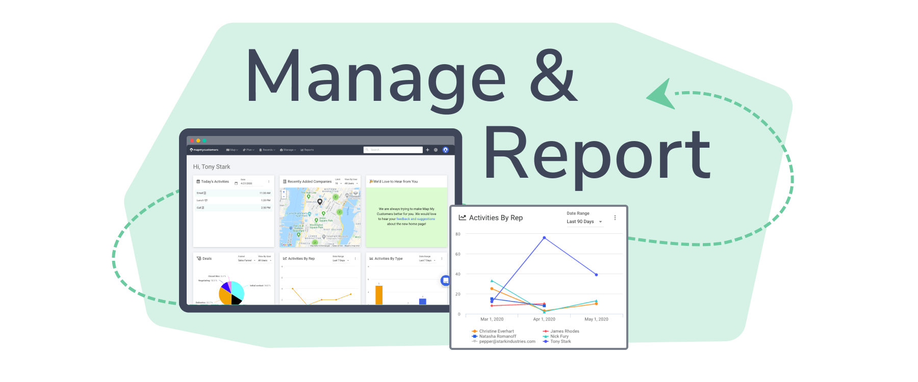 Map My Customers management and reporting capabilities