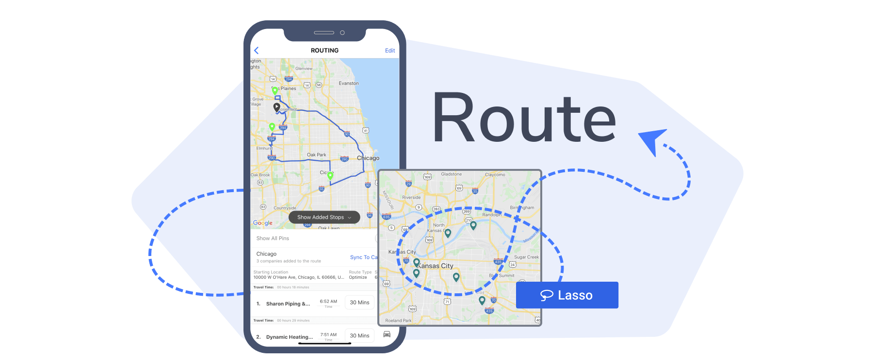 Map My Customers routing capabilities interface