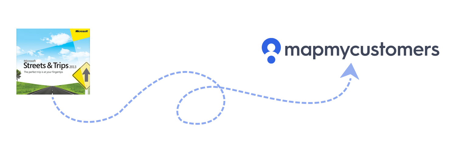 Illustration of transition from Microsoft Streets and Trips to Map My Customers