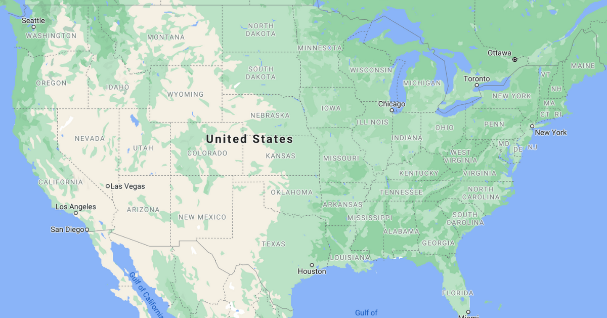 Google Maps interface showing basic territory view