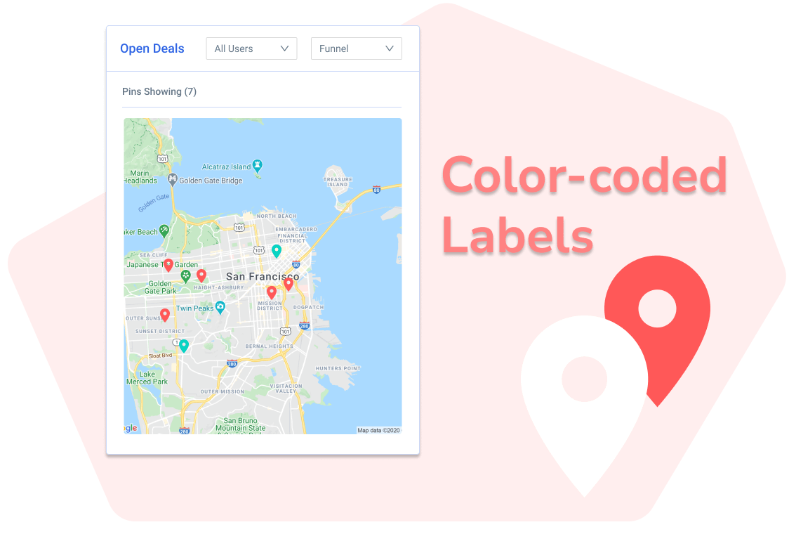 Color-coded territory groups in Map My Customers