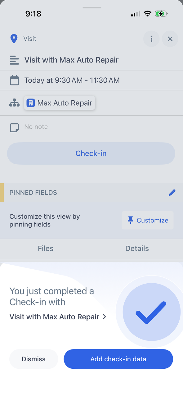 Location check-in interface with GPS verification