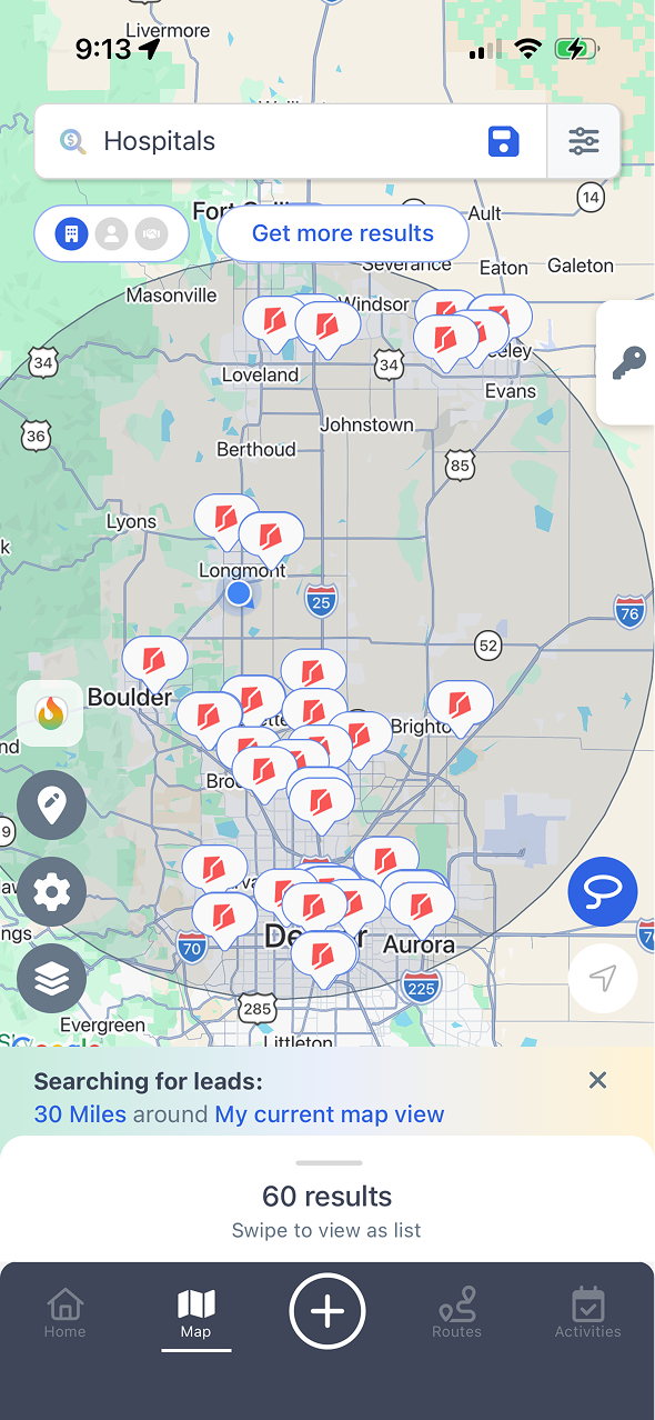 Map My Customers Lead Finder on mobile