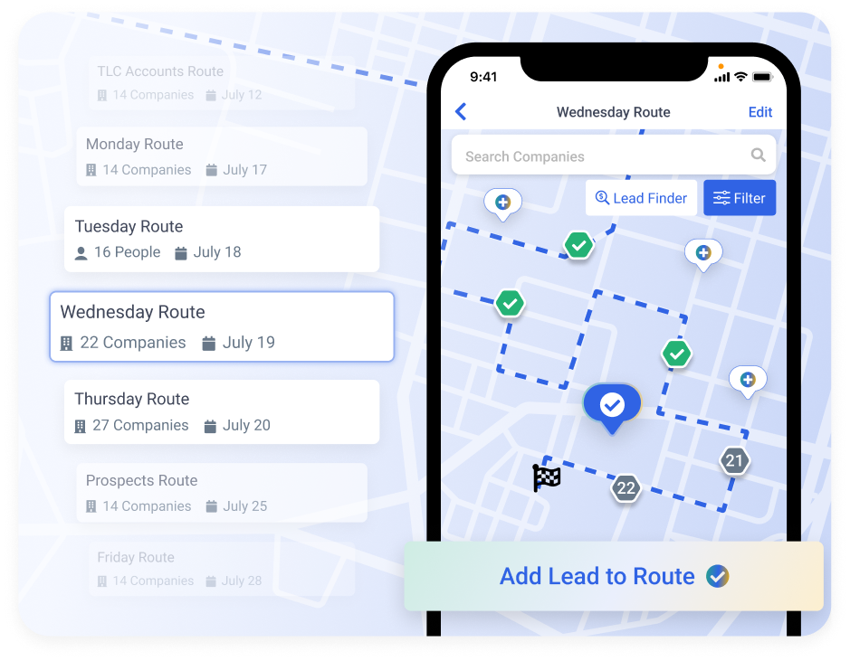 Route planner with weekly routes and mobile map view